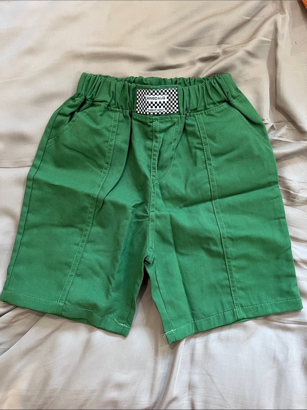 Boys Green Cotton Elastic-Waist Shorts
